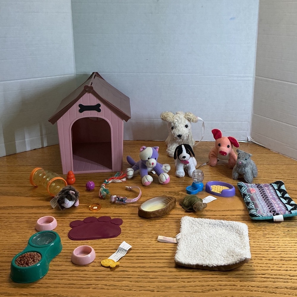 Our Generation Doll Pet House Accessories Plush Animals Dog Cat Pig Turtle Lot